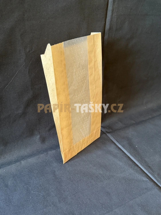 100% RECYKLOVATELNÝ HNĚDÝ SÁČEK S PAP OKNEM 