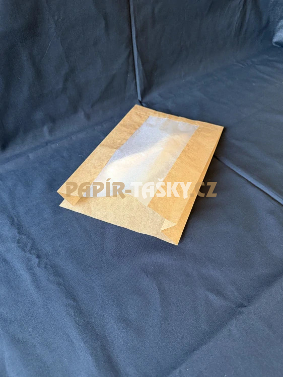100% RECYKLOVATELNÝ HNĚDÝ SÁČEK S PAP OKNEM 