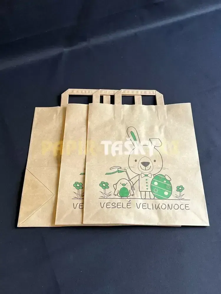 VELIKONOČNÍ PAPÍROVÉ TAŠKY – HNĚDÉ 26×14×32 cm 