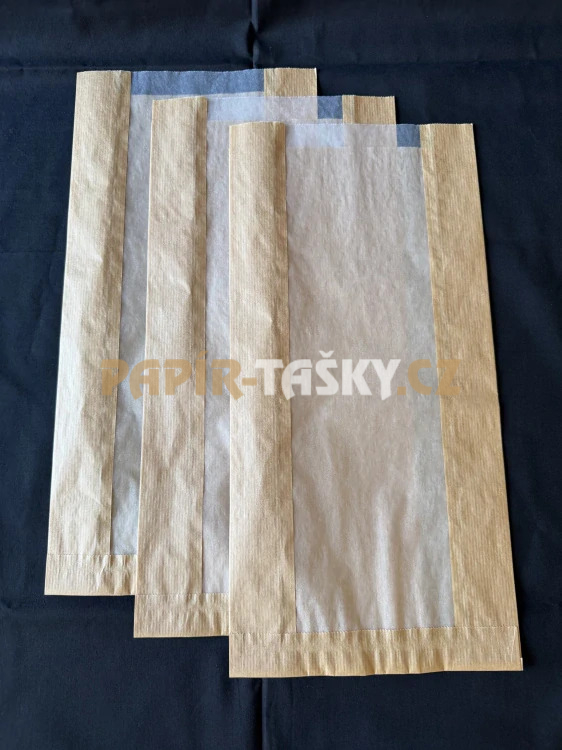100% RECYKLOVATELNÝ HNĚDÝ SÁČEK S PAP OKNEM 